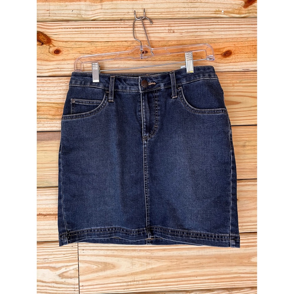 Lee Women Blue Denim Jean Skirt Size‎ 4 Straight Mini